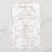 Modern Roze Gouden Marmer Budget Huwelijksprogramm Flyer (Achterkant)