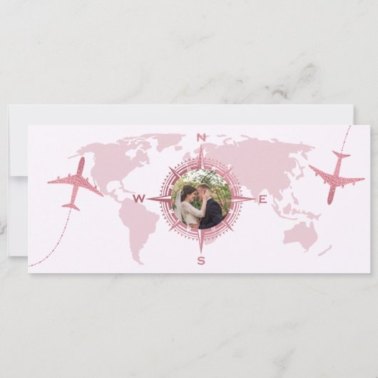 Modern Roze Gouden Paspoort Save the Date Kaart (Achterkant)