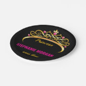 Modern roze gouden prinses kroon verjaardagsfeest papieren bordje (Gekanteld)
