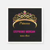 Modern roze gouden prinses kroon verjaardagsfeest servet (Voorkant)