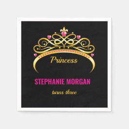 Modern roze gouden prinses kroon verjaardagsfeest servet