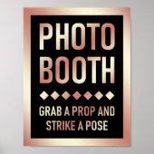 Modern Roze Gouden Trouw Foto Booth Bord Poster (Voorkant)