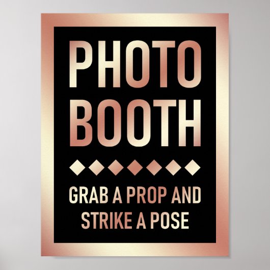 Modern Roze Gouden Trouw Foto Booth Bord Poster (Voorkant)