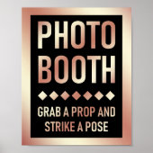 Modern roze gouden trouwfoto booth bord poster (Voorkant)
