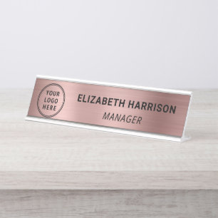 Modern roze gouden zakelijk logo bureau naambordje