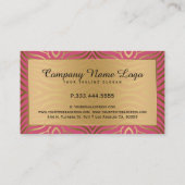 Modern Roze & Gouden Zebra Strepen Patroon Visitekaartje (Achterkant)