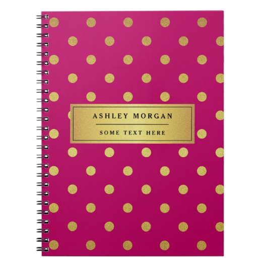 Modern roze goudlitter Polka Dots Notitieboek (Voorkant)