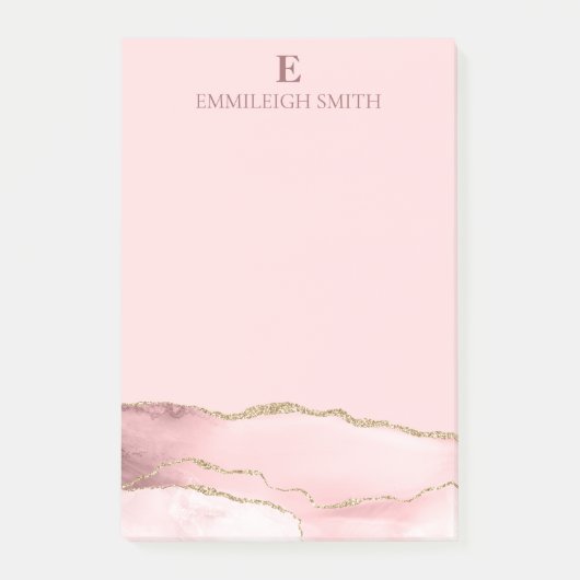 Modern roze goudmarmer post-it® notes (Voorkant)