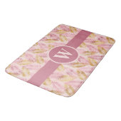 Modern roze goudtropisch palmlef badmat (Gekanteld)