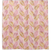 Modern roze goudtropisch palmlef douchegordijn (Voorkant)
