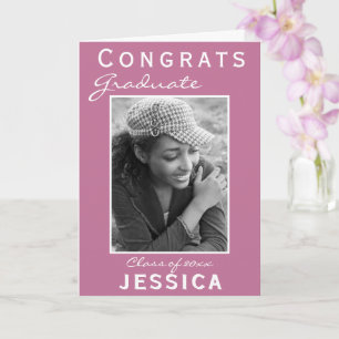 Modern roze granaten Afstuderen Afstuderen Foto Kaart