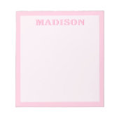 Modern Roze Grens Minimalistisch Monogram Notitieblok (Voorkant)