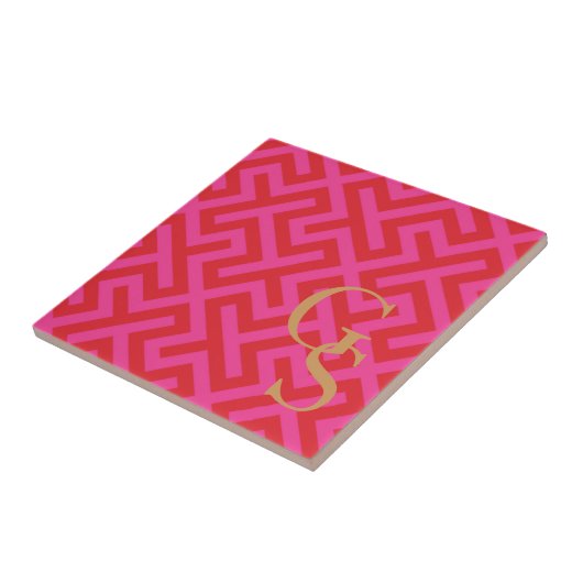 Modern roze Grieks zeer belangrijk geometrisch Tegeltje (Zijkant)