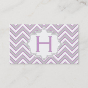 Modern roze, grijs chevron monogram gepersonalisee visitekaartje