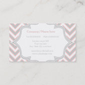 Modern roze, grijs chevron monogram gepersonalisee visitekaartje (Achterkant)