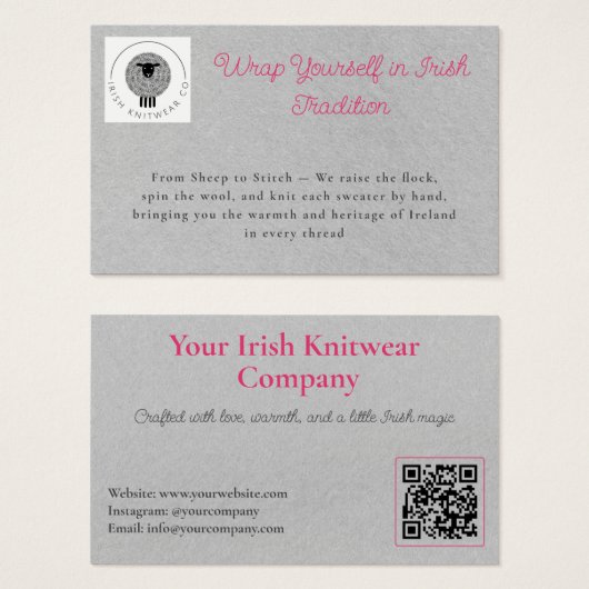 Modern Roze Grijs QR Code Visitekaartje (Voorkant /achterkant)