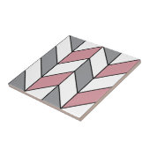 Modern roze grijs visgraat patroon tegeltje (Zijkant)