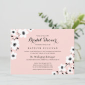 Modern Roze Grijs Zwart Anemoon | Vrijgezellenfees Kaart (Staand voorkant)