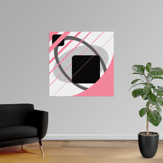 Modern Roze Grijs Zwart Gebroken Wit Poster