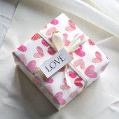 Modern roze grillig hartpatroon cadeaupapier
