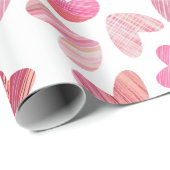 Modern roze grillig hartpatroon cadeaupapier (Rol Hoek)