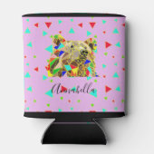 Modern roze grizzly Beer driehoekspatroon Blikjeskoeler (Achterkant)