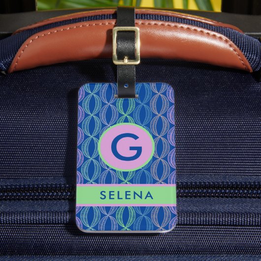 Modern roze groen Abstract geometrisch Bagagelabel (Voorkant Insitu 2)