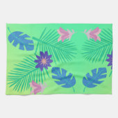 Modern roze groen en Paars tropisch Theedoek (Horizontaal)