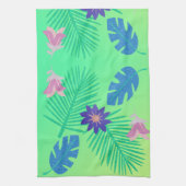 Modern roze groen en Paars tropisch Theedoek (Verticaal)