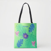 Modern roze groen en Paars tropisch Tote Bag (Voorkant)