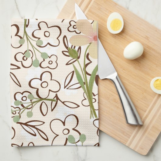 Modern roze groen flesje botanisch patroon theedoek (Quarter Fold)