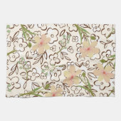 Modern roze groen flesje botanisch patroon theedoek (Horizontaal)