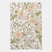 Modern roze groen flesje botanisch patroon theedoek (Verticaal)