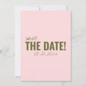 Modern roze groen grillige unieke leuke bruiloft save the date (Voorkant)