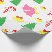 Modern roze groen kerstpatroon cadeaupapier (Hoek)
