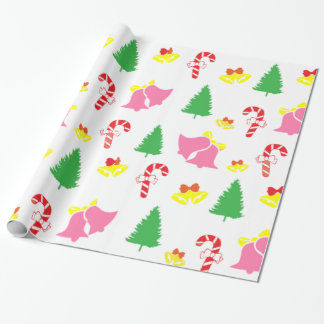 Modern roze groen kerstpatroon cadeaupapier