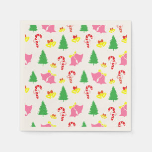 Modern roze groen kerstpatroon servet