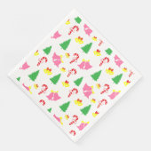 Modern roze groen kerstpatroon servet (Hoek)