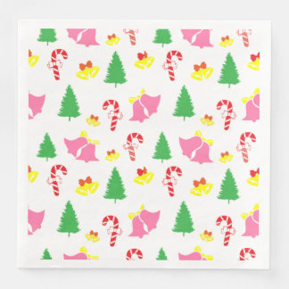 Modern roze groen kerstpatroon servet