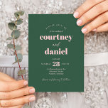 Modern Roze Groen Trendy Mix Match Bruiloft Kaart<br><div class="desc">Moderne Roze Groene Trendy Mix Match Bruiloft uitnodiging beschikt over moderne type paringen in vet,  moderne kleuren.</div>