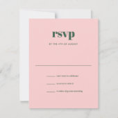 Modern Roze Groen Trendy Mix Match Bruiloft RSVP Kaartje (Voorkant)