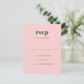 Modern Roze Groen Trendy Mix Match Bruiloft RSVP Kaartje (Staand voorkant)