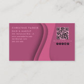 Modern roze haar & schoonheid Qr code Visitekaartje (Achterkant)