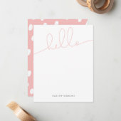 Modern roze HALLO script Notitiekaartje (Voorkant / Achterkant in situ)