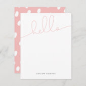 Modern roze HALLO script Notitiekaartje (Voorkant / Achterkant)