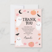 Modern Roze Halloween Baby shower Dankjewel Kaart (Voorkant)