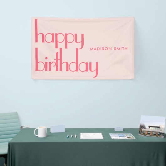 Modern roze Happy Birthday Spandoek (Beurs)