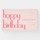 Modern roze Happy Birthday Spandoek (Horizontaal)