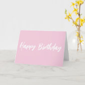 Modern roze Happy Birthday White script Kaart (Gele Bloem)