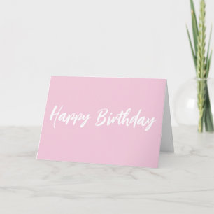 Modern roze Happy Birthday White script Kaart